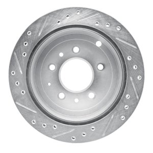 Mazda MPV Brake Rotor (1) - Rear Right - R1 Concepts - Drilled & Slotted - Silver - `92-`06